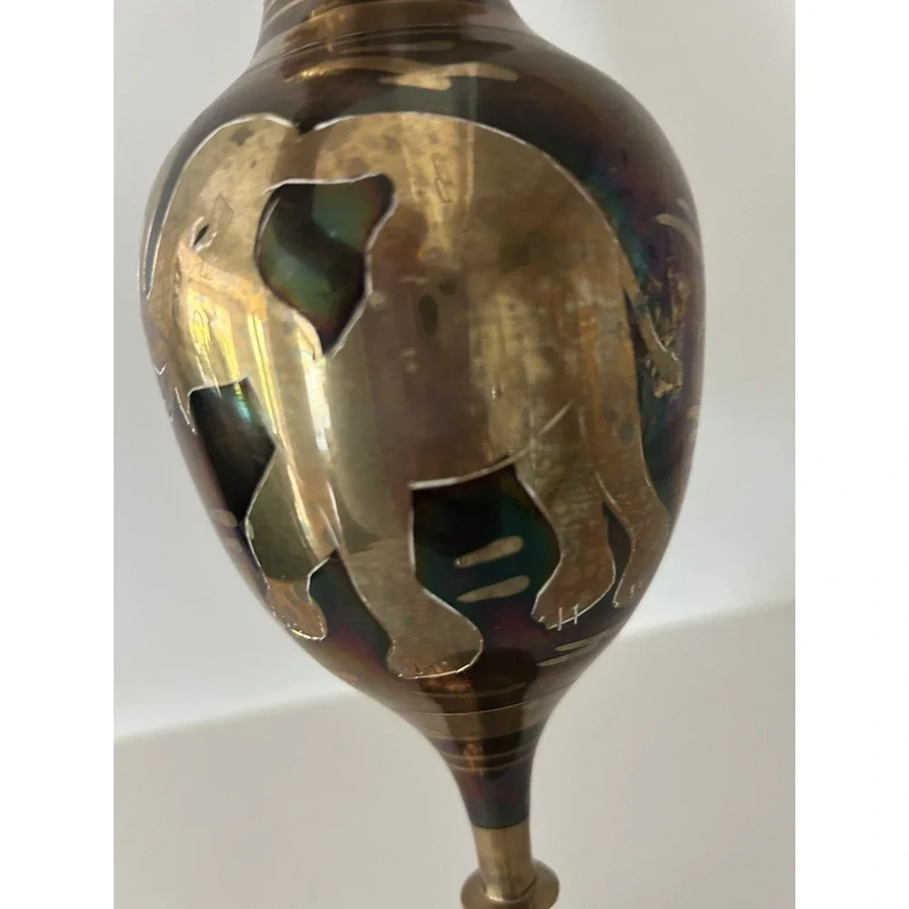 Vtg Brass Vase India 11